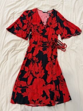 Mango Black and Red Floral Dress